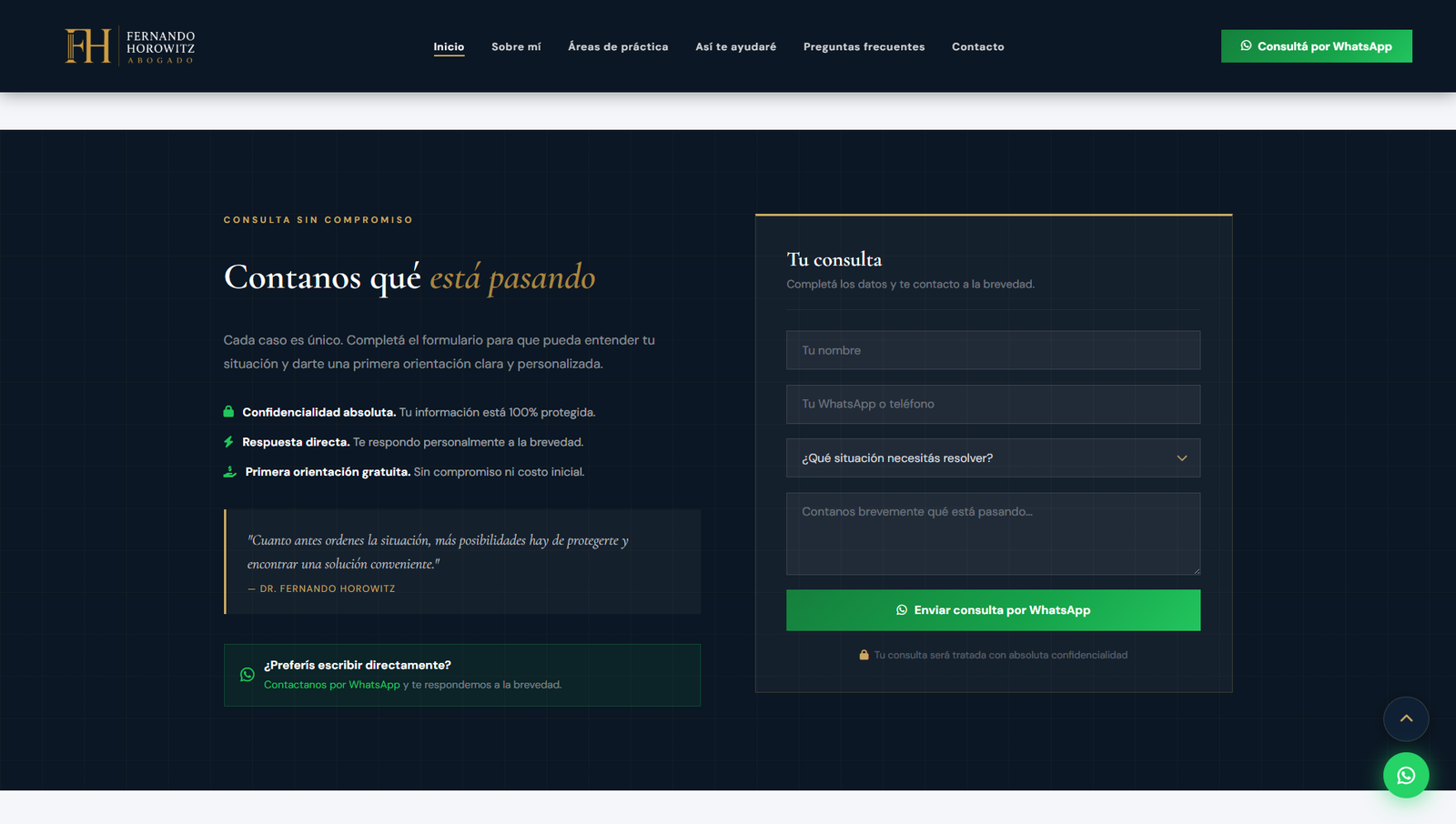 Formulario y Cierre — Landing Dr. Fernando Horowitz
