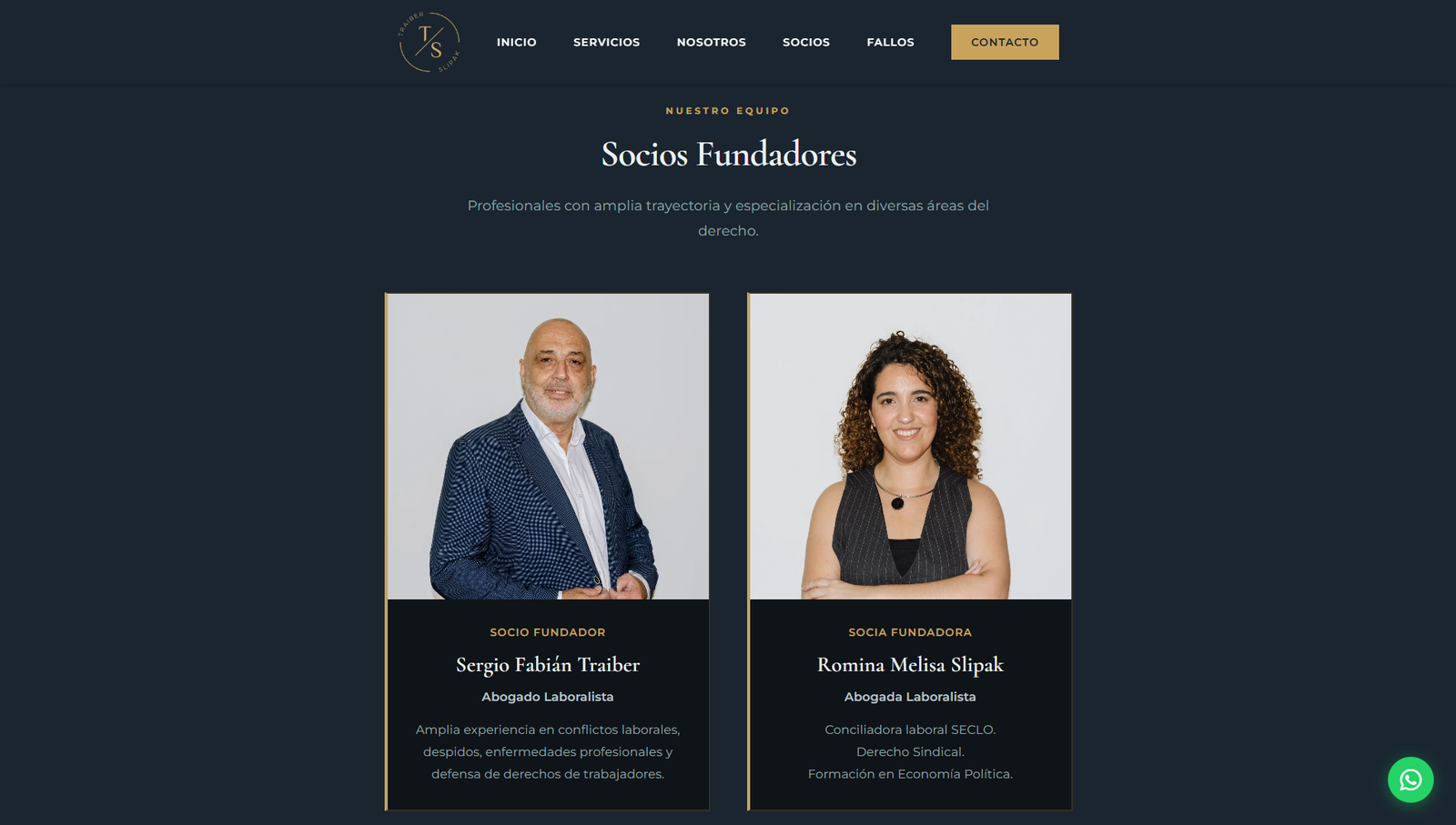 Fallos y Contacto — Traiber & Slipak