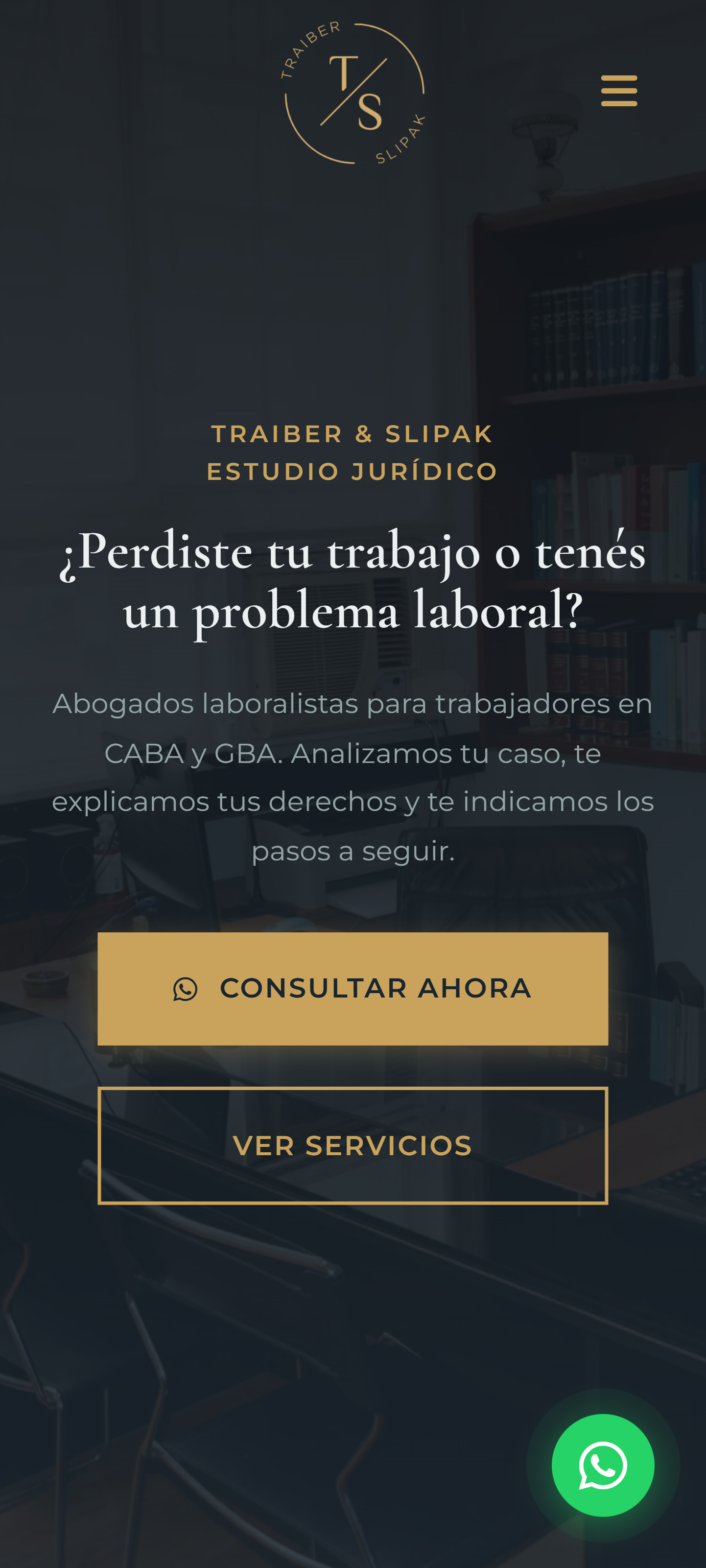 Traiber & Slipak Estudio Jurídico — vista mobile